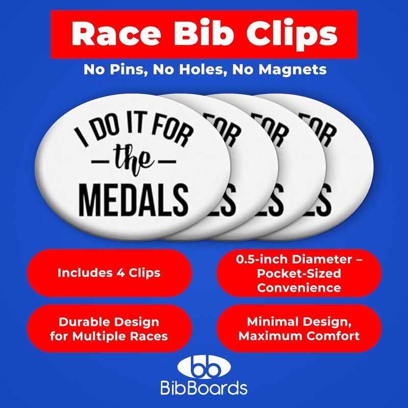BibBoards مشابك رقم السباق bibSNAPS - مشابك أمان، تؤمن رقم الجري، الماراثون، ركوب الدراجات والفعاليات، غير مغناطيسية، سهلة الاستخدام، انقر وأقفل، بديل للدبابيس والمغناطيس، أفعل ذلك من أجل الميداليات (4 قطع) - Image 2